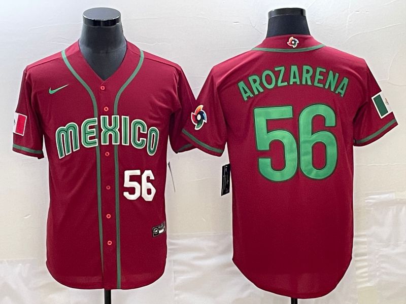 Men 2023 World Cub Mexico #56 Arozarena Red Nike MLB Jersey23->more jerseys->MLB Jersey